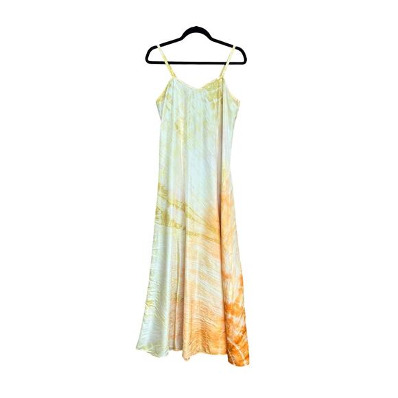 Antique Dresses & Skirts - Antique Hand Dyed Acetate Slip Dress Yellow Orange Ombre Shibori REEEGAN